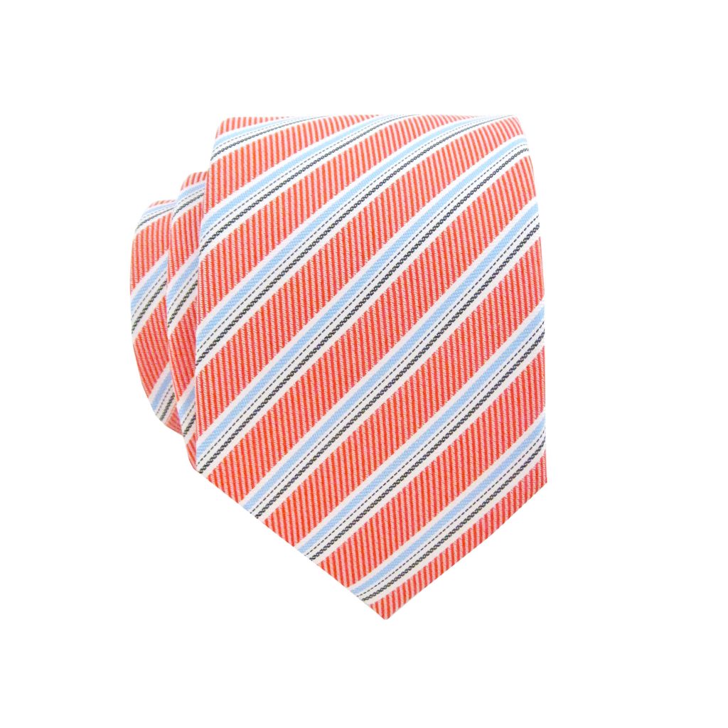 Floral Print Silk Pocket Square - Salmon Pink & French Blue