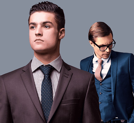 Two young men wearing smart suits